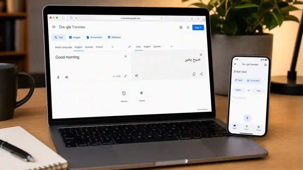Google Translate English to Urdu
