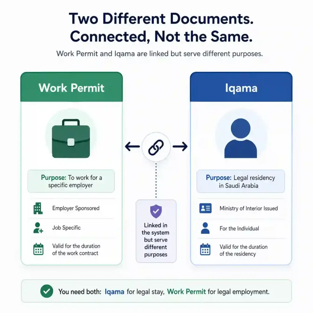 work permit vs iqama