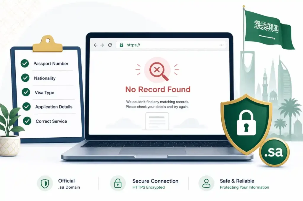 how to solve no record found in visa saudi arabia